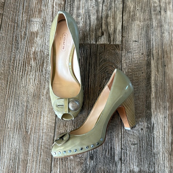🌟COACH EST. 1941 🌟WOMEN 🌟GREEN HANNA HEELS, SIZE 5 1/2 B - Picture 4 of 10
